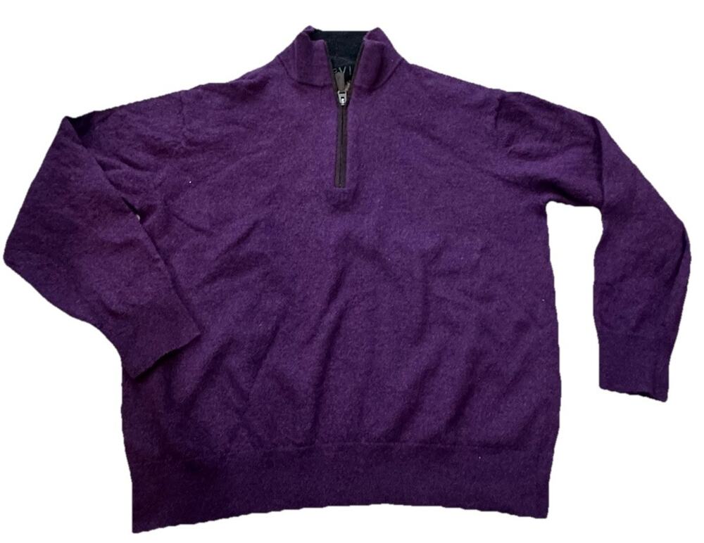 Orvis Men’s Merino Wool 1/4 Zip Sweater Purple Long Sleeve Casual Medium